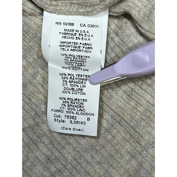 KAREN KANE 100% Linen Short Bell Sleeve Soft Blouse Top Sz M Beige - Picture 7 of 8